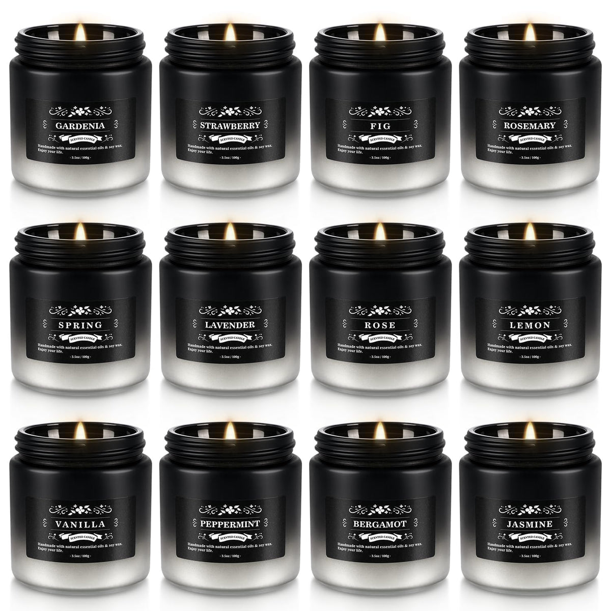 12 Pack Men'S Scented Candles In Jar - 3.5Oz Each, 150+ Hours Long Lasting, Soy Blend Wax Aromatherapy Candle Gifts Set For Men, Birthday, Valentine, Anniversary, Christmas