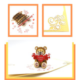 Adorable Teddy Bear Thinking Of You 3D Pop Up Birthday Card, Surprising Present, Thoughtful Keepsake For Couple, Wife And Friends