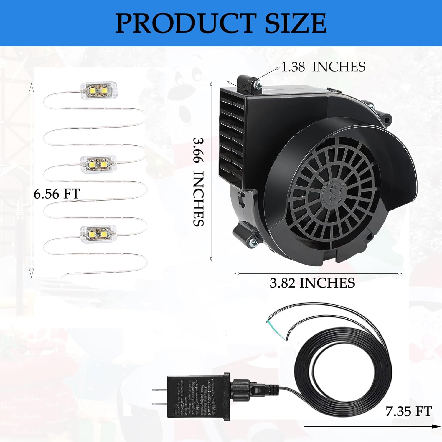 Inflatable Fan Replacement 12V 1.2A Blower For Inflatables Blower Fan Replacement Mini Fan With1.5A Adapter And 3 Led Li