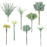 100Pcs 8 Kinds Artificial Mixed Eucalyptus Leaves Stems, Faux Greenery Stems Bulk For Centerpieces Wedding Bouquets Floral Arrangement Home Décor