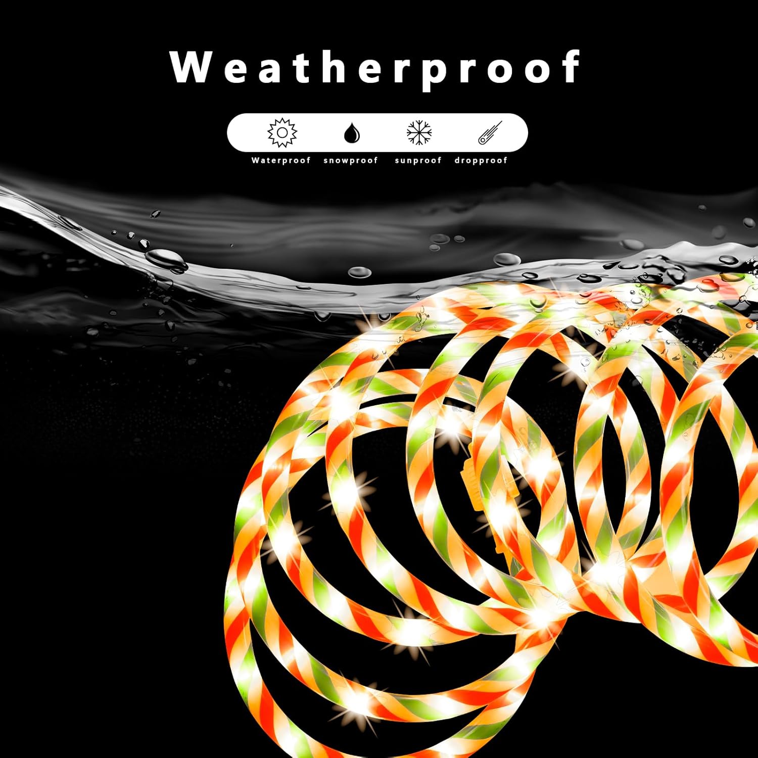 Christmas Candy Rope Lights 18Ft Xmas Tree Lights Ip65 Waterproof Connectable Tube Lights For Holiday Decoration