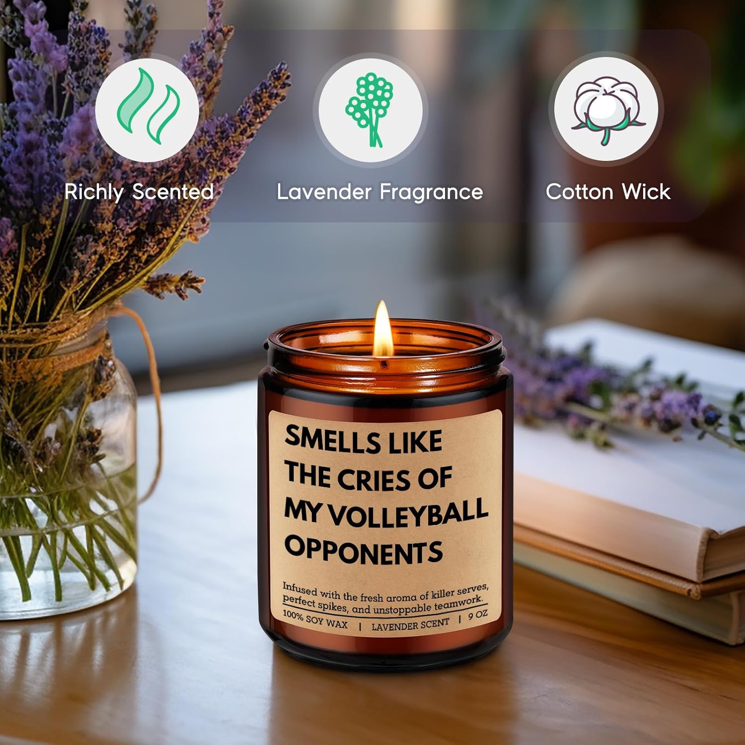 Scented Candle - Volleyball Gifts For Teen Girls, Team - Volleyball Accessories, Stuff For Girls, Coach - Funny Valentines Day, Birthday Gifts Ideas For Volley Ball Players, Teens, Boys, Women