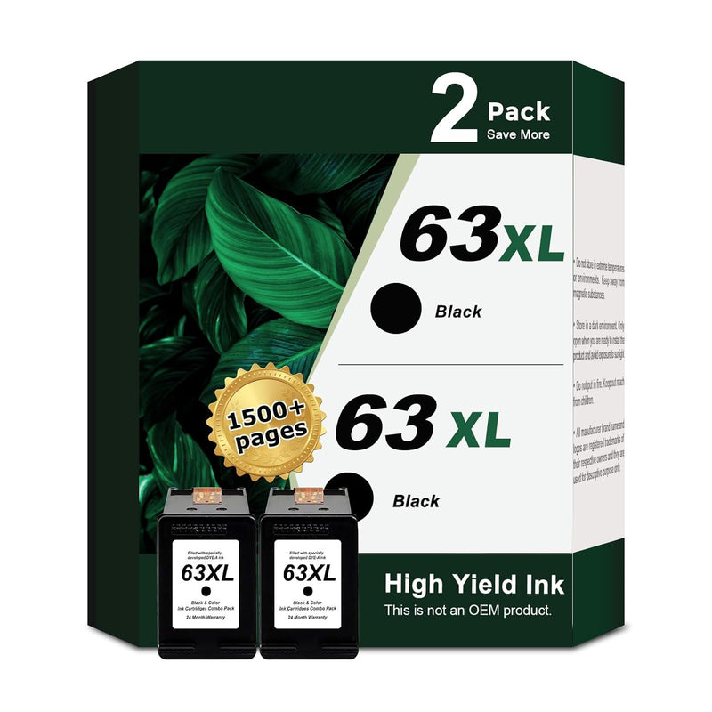 63XL Black Ink 2-Pack for 3830, 4650, 4520, 1112 Printers