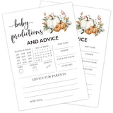Fall Baby Shower Games, Baby Predictions And Advice Themed Gender Reveal Party Game, Fall Festival Games Cards With Pumpkin Design, Boho Baby Shower Games, Thanksgiving Party Supplies -05