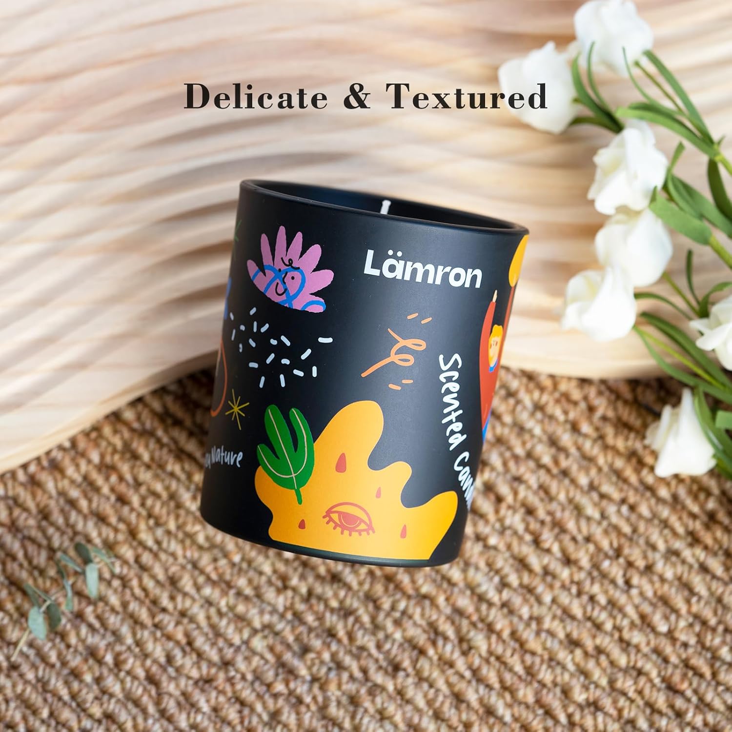 Lamron Moroccan Mint Tea Scented Candle - Cute Aesthetic Home Decor, 7.1Oz Coconut Soy Wax, Strong Refreshing Aromatherapy For Stress Relief, 45H Burn Time Gift