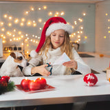 2 Pcs Santa Hat, Adults 30 Inch Black And Red Plush Deluxe Long Christmas Xmas Hat For Festival