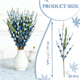 17.7 Inch 20 Pcs Blue Witch Hazel Branches, Artificial Flower Stems For Vase Decor, Diy Wreath Making, Bedside Table, Windowsill, Table Centerpiece, Mantel & Office Spring Home Decoration