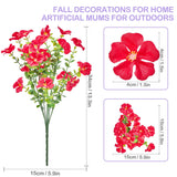 Artificial Flowers Outdoor Indoor Garden Family Porch Or Patio Decoration,Faux Flowers,Small Flowers Outdoor Artificial Flowers A Bunch Of 12 Mix Pink Red Purple Yellow