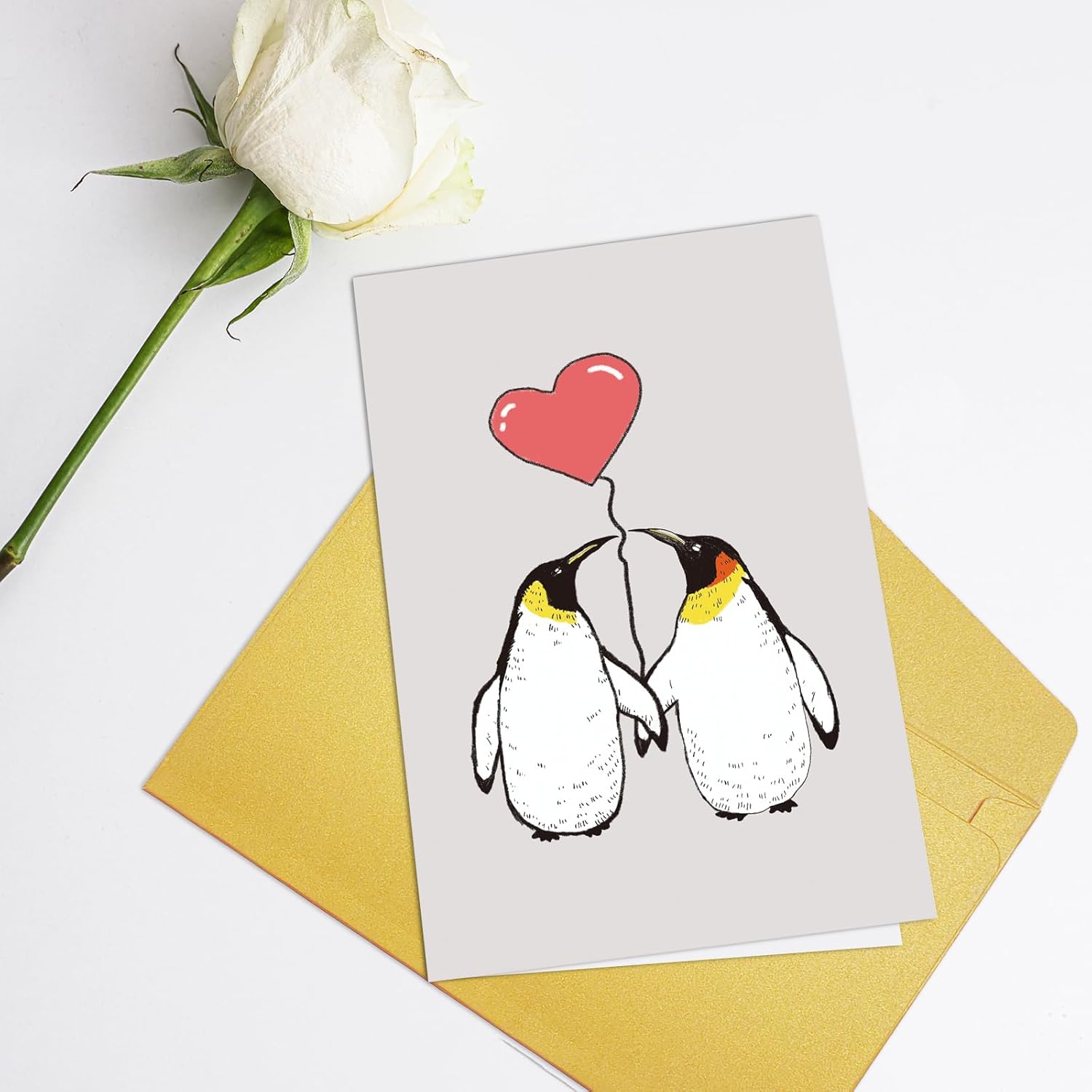 Penguins Valentines Day Card For Him Her, Sweet Anniversary Card For Penguins Lover, Cute Love Card For Husband Wife Boyfriend Girlfriend