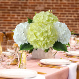 Green Hydrangea Artificial Flowers, 5Pcs 20Inch Large Lifelike Faux Silk Flowers, Full Artificial Hydrangeas For Bouquet Table Centerpieces Indoor Spring Outdoor Home