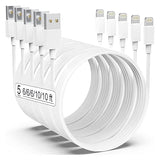5 Pack Apple MFi Certified Lightning Charger Cable 6FT 10FT Long Fast Charging Cord for iPhone 14 13 12 11 XS XR iPad