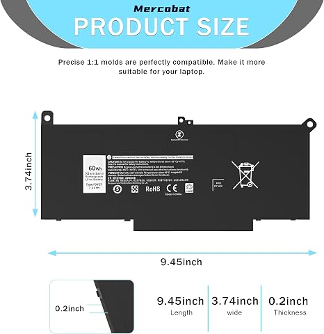 F3YGT Laptop Battery Replacement for Dell Latitude 7280 7480 7490 E7480 E7490