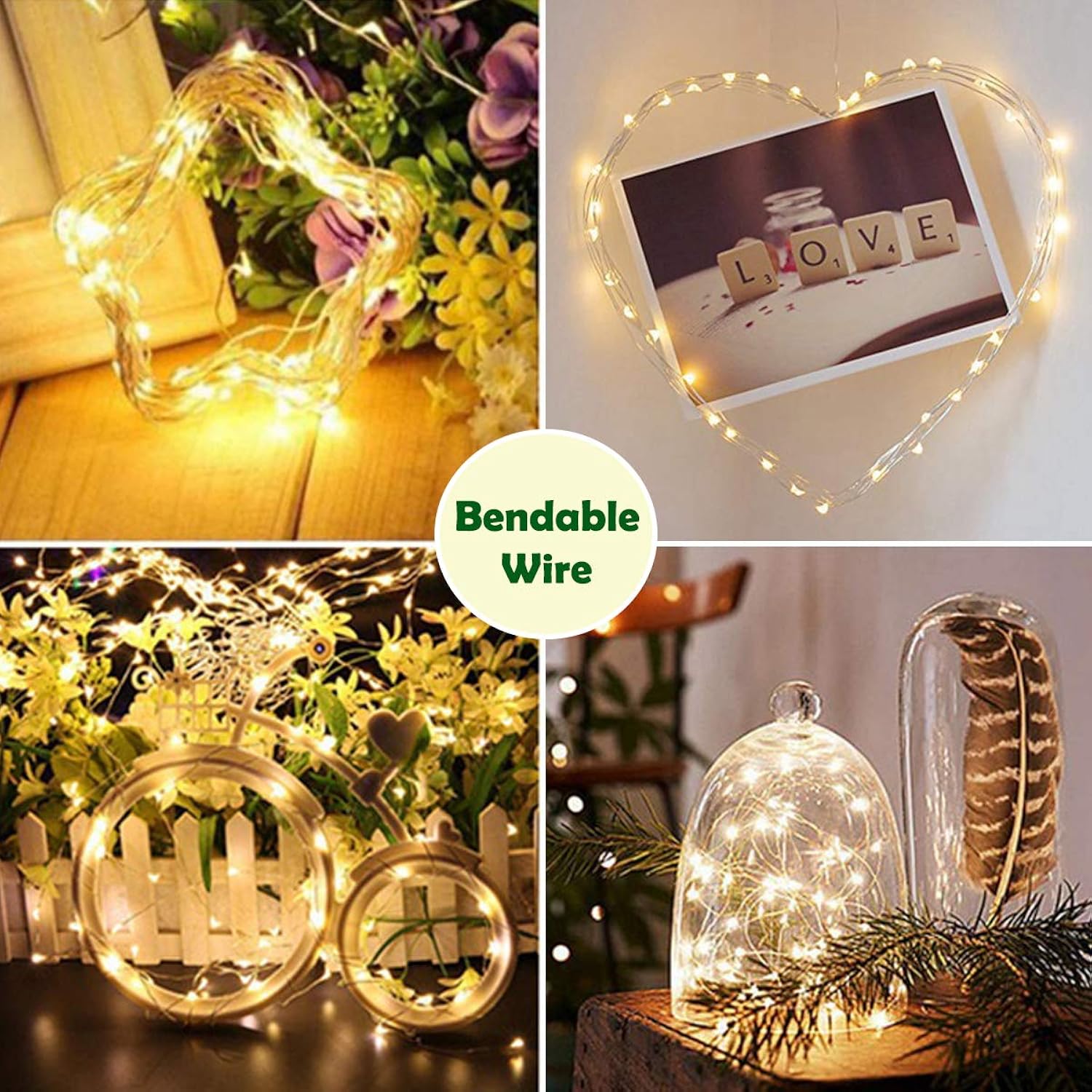 Outdoor Indoor String Lights Christmas 500Led Warm White Fairy Lights 164Ft Green Wire Dimmable With Remote Control, Wat