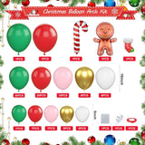 Christmas Balloons Arch, Pink Green Red Christmas Balloons, 5 10 18 Inch Green Pink Gold Christmas Balloon Garland Kit With Cane Gingerbread Man Christmas Socks Foil Balloons For Christmas Party