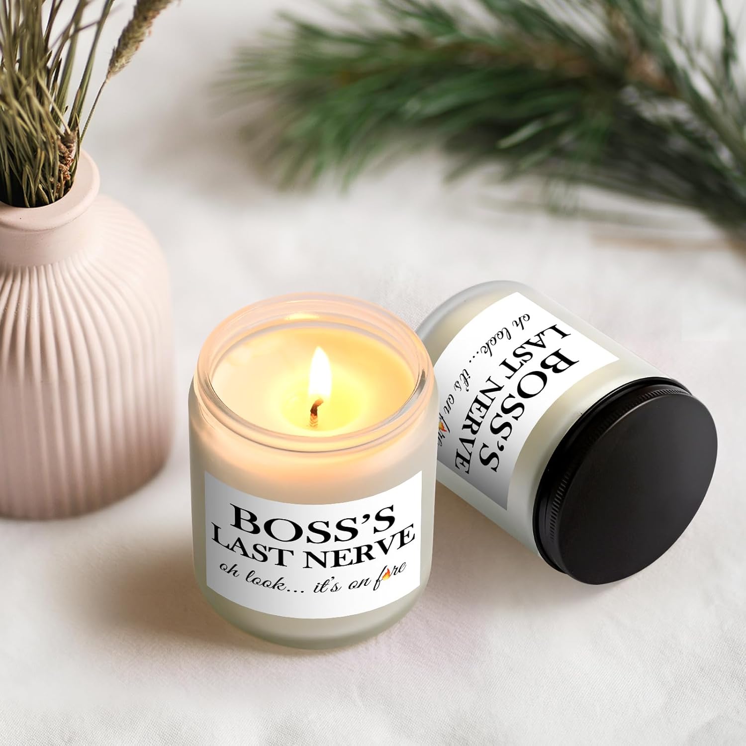 Boss Lady Gifts, Best Boss Gifts For Christmas, Birthday - Lavender Scented Candle (7 Oz, White)