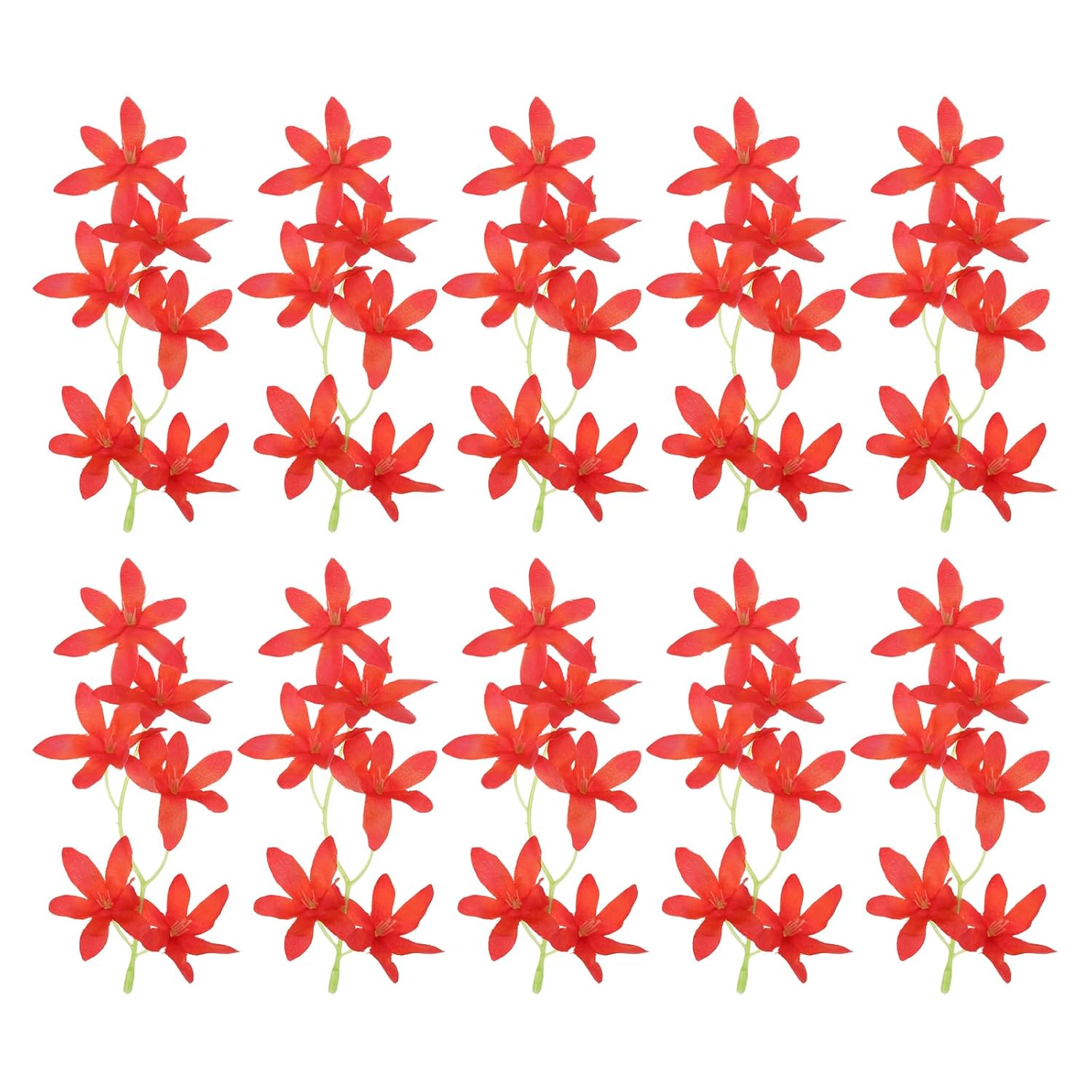 7 Inch Artificial Orchid Flower, 16 Pcs Floating Candles Simulation Flower Cylinder Vase Fillers For Home Wedding Decoration, Red