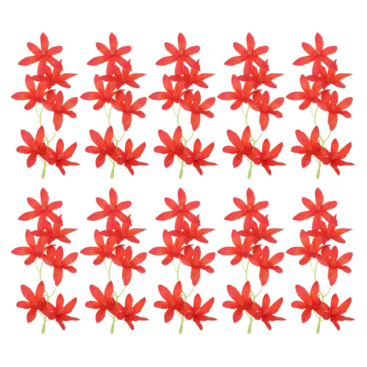 7 Inch Artificial Orchid Flower, 16 Pcs Floating Candles Simulation Flower Cylinder Vase Fillers For Home Wedding Decoration, Red