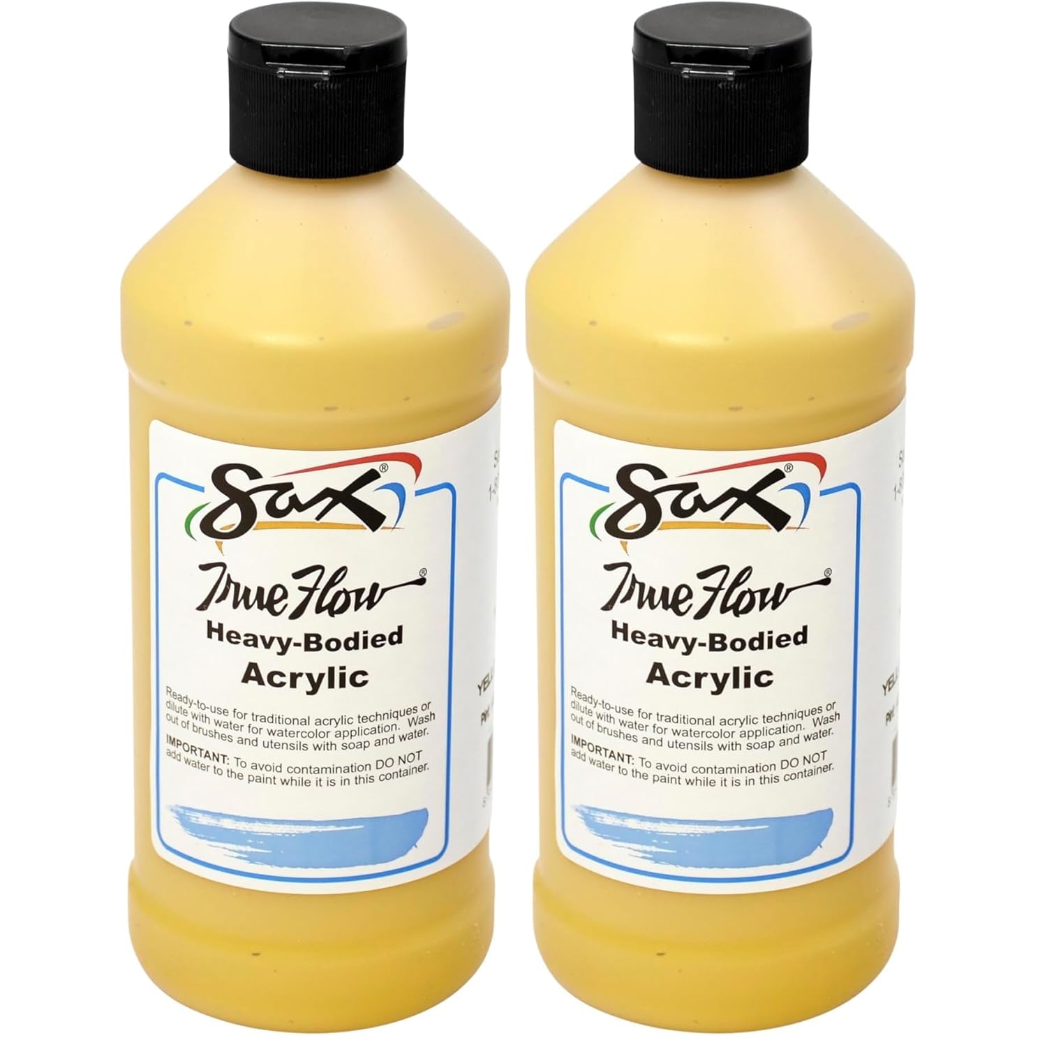 True Flow Acrylic Medium Bodied Paint - Pint - Yellow Ochre - 408492 (Pack Of 2)
