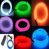 7 Pack 9ft EL Wire Neon Lights with Battery Pack Multicolor Flexible Glow Party LED Wire