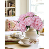 6Pcs Premium Pink Hydrangea Artificial Silk Flowers, Lifelike Fake Hydrangea Head With Stems, Faux Floral Arrangements For Wedding Bouquets, Home Table Centerpieces, Party Decoration