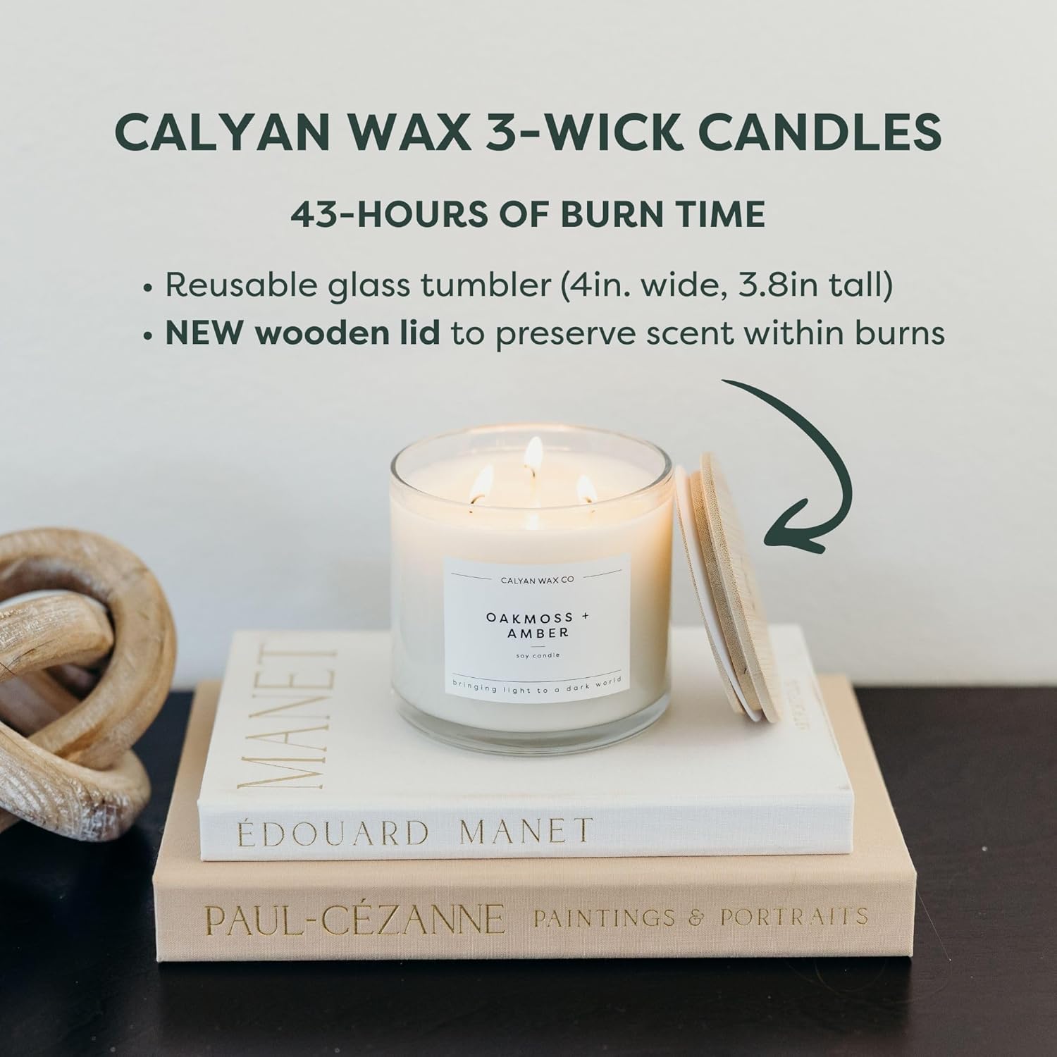 Lemon & Sage 3 Wick Scented Candle - 43 Hour Burn - Luxury 3 Wick Soy Candles - Non Toxic Soy Wax Candles - Long Lasting Large Glass Jar Candle For Home - 14.9Oz