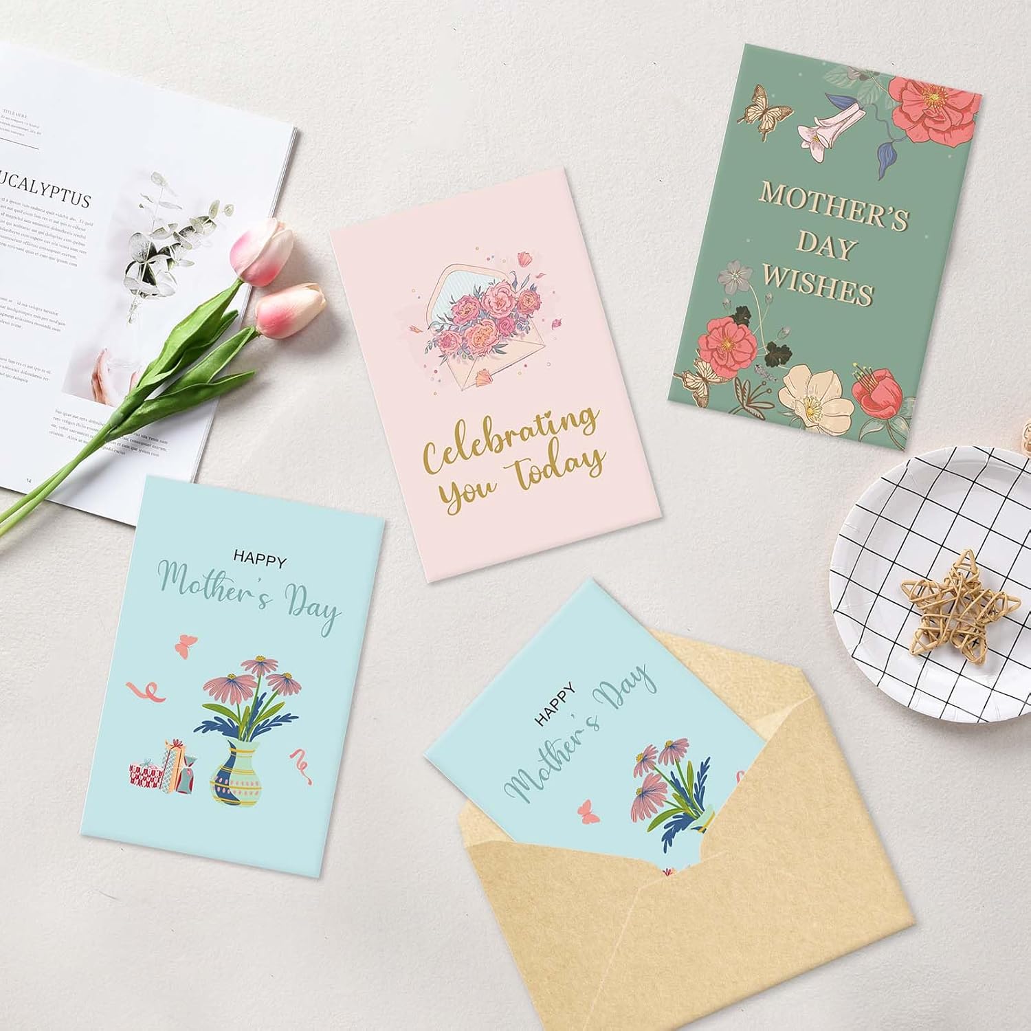 Funny 24 Mother'S Day Cards Set With Heartfelt Wishes, 8 Assorted Designs Of Floral Mothers Day Cards, Boxed Mother'S Day Wishes Cards For Friends Family, 4 * 6In