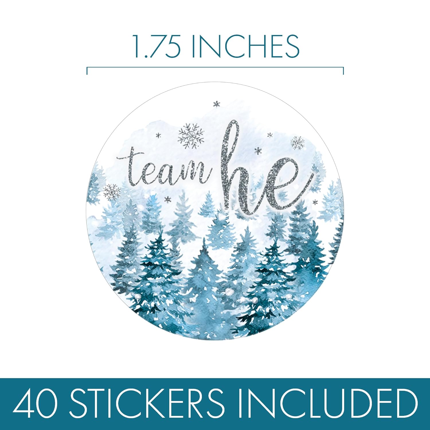 Baby It'S Cold Outside Gender Reveal, Winter Evergreen Trees Team He Or Team She Stickers - Pink Blue Snow Themed Party Decorations - 40 Count