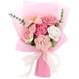 Handmade Crochet Sunflowers Rose Daisy As A Gift For Lover, Family,Friends. Crochet Bouquet, Crocheted Yarn Flowers, Artificial Flower Finished Bouquet (Pink)
