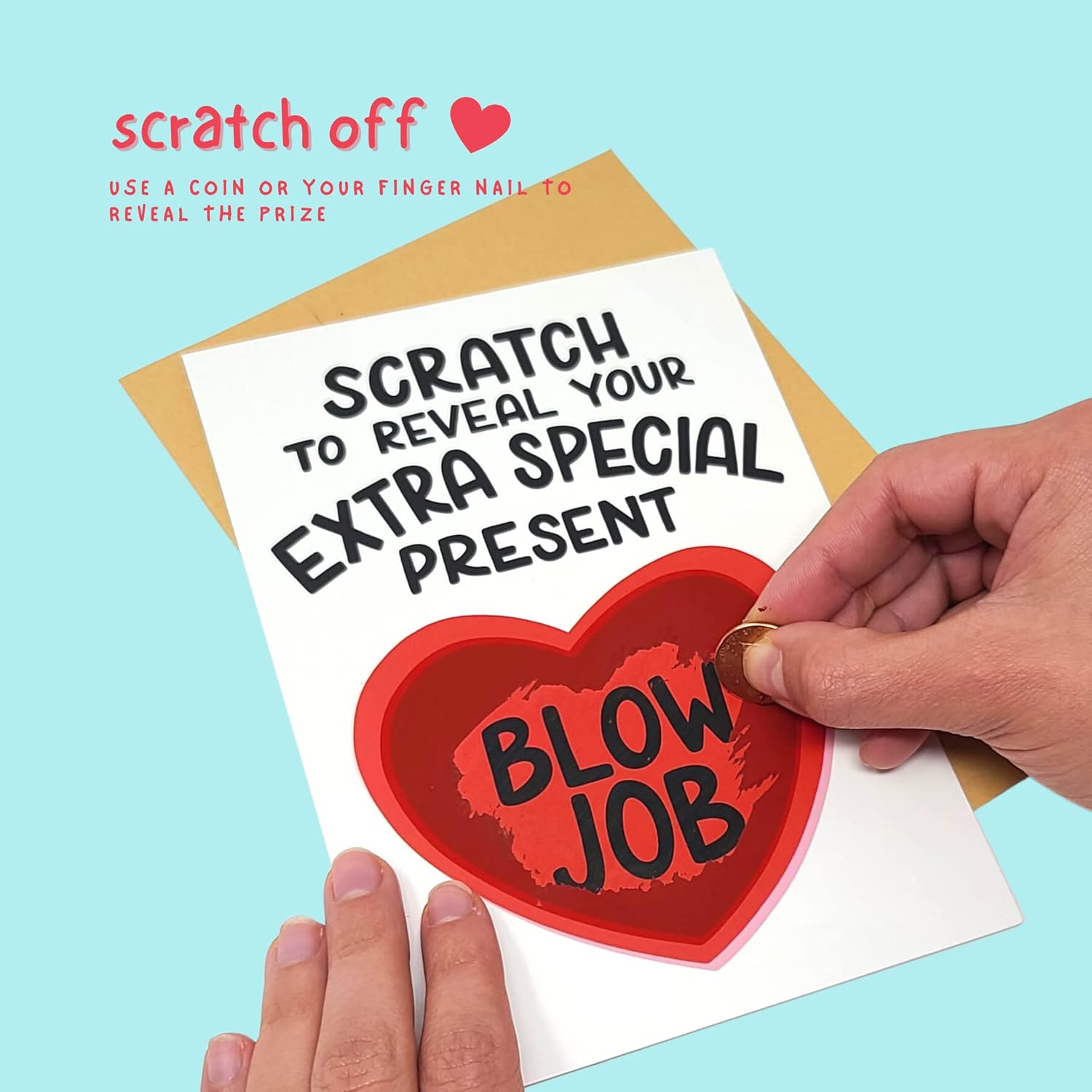 Funny Scratch Off Valentine'S Day Card For Him 5 X7 Inch | Funny Anniversary Card For Boyfriend Husband Fiance | Naughty Scratch Off Valentine Greeting Card Big Heart Gift For Men
