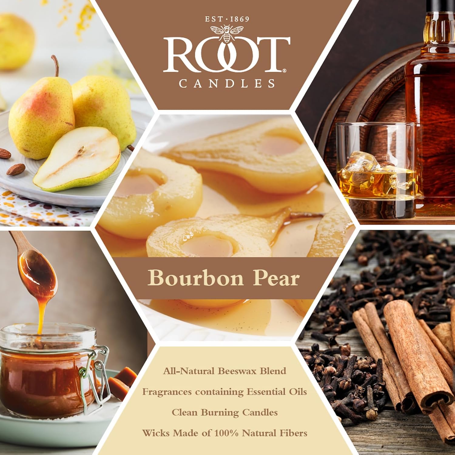 Root Candles Fall Scented Votive Candles Beeswax Blend Premium Handcrafted 20-Hour Votives, 18-Count, Bourbon Pear