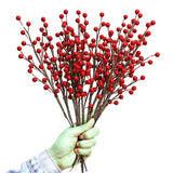 12Pcs Artificial Red Berries Stems, 13.5" Waterproof Burgundy Berry Branches For Home Holiday Wedding Diy Christmas Tree Wreath Flower Decor