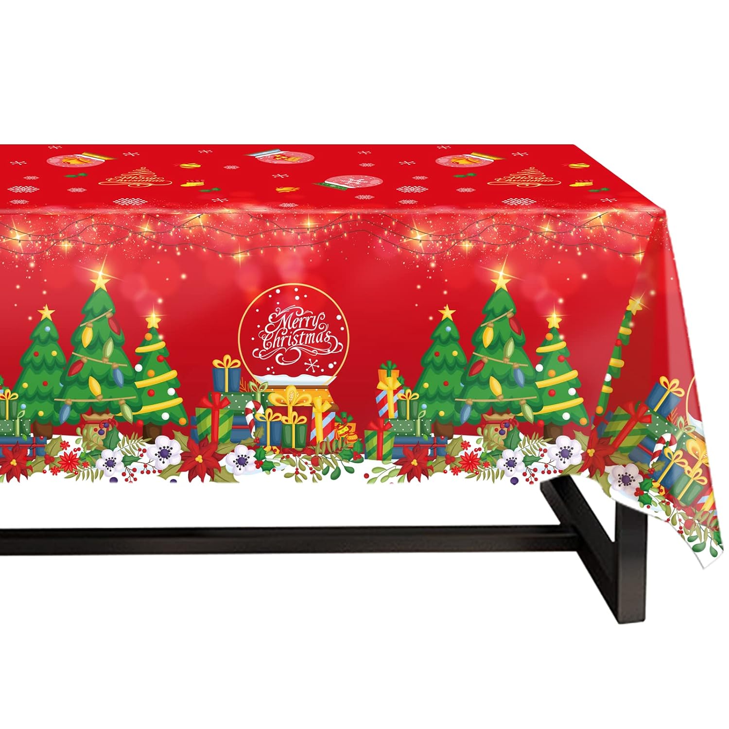 Christmas Tablecloths 3 Pack Merry Christmas Red Plastic Party Decorations 54 X 108 Holiday Party Table Cover Christmas Disposable Tablecloths
