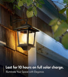 2 Pack Solar Wall Lanterns Outdoor Hanging Lights with 4 Solar Panels Dusk to Dawn