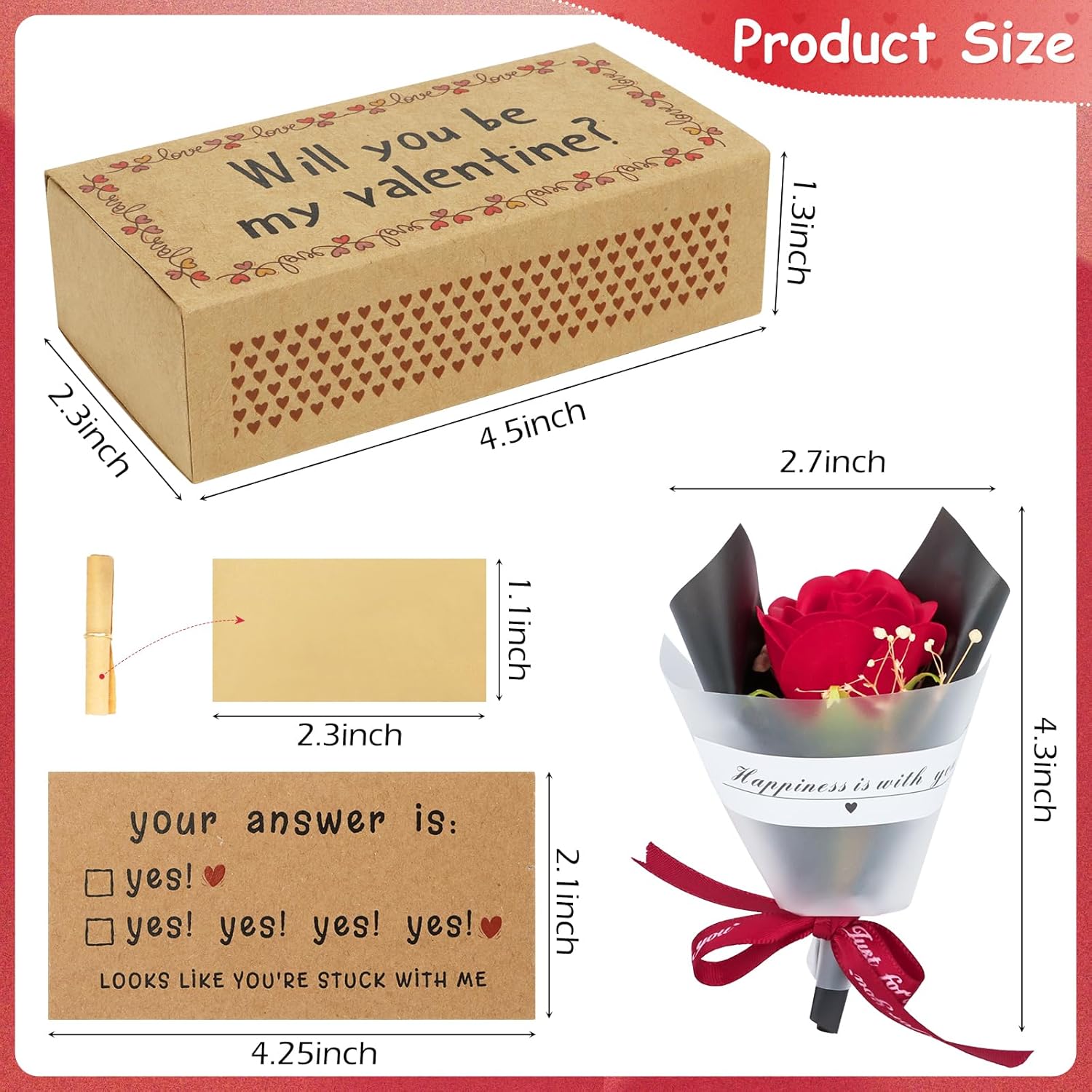 Will You Be My Valentine Card, Handmade Cute Love Card Matchbox With Mini Rose, Surprise Gift, Anniversary Or Valentines Day Gift For Her, Him, Wife, Husband, Girlfriend, Boyfriend, Couples