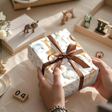 Jungle Animal Wrapping Paper Roll For Boy Girl, Mini Roll, Cute Safari Design With Elephant Giraffe Zebra Lion Gift Wrap For Kids' Birthday, Baby Shower, Nursery Celebrations, 17 In X 16.4 Ft