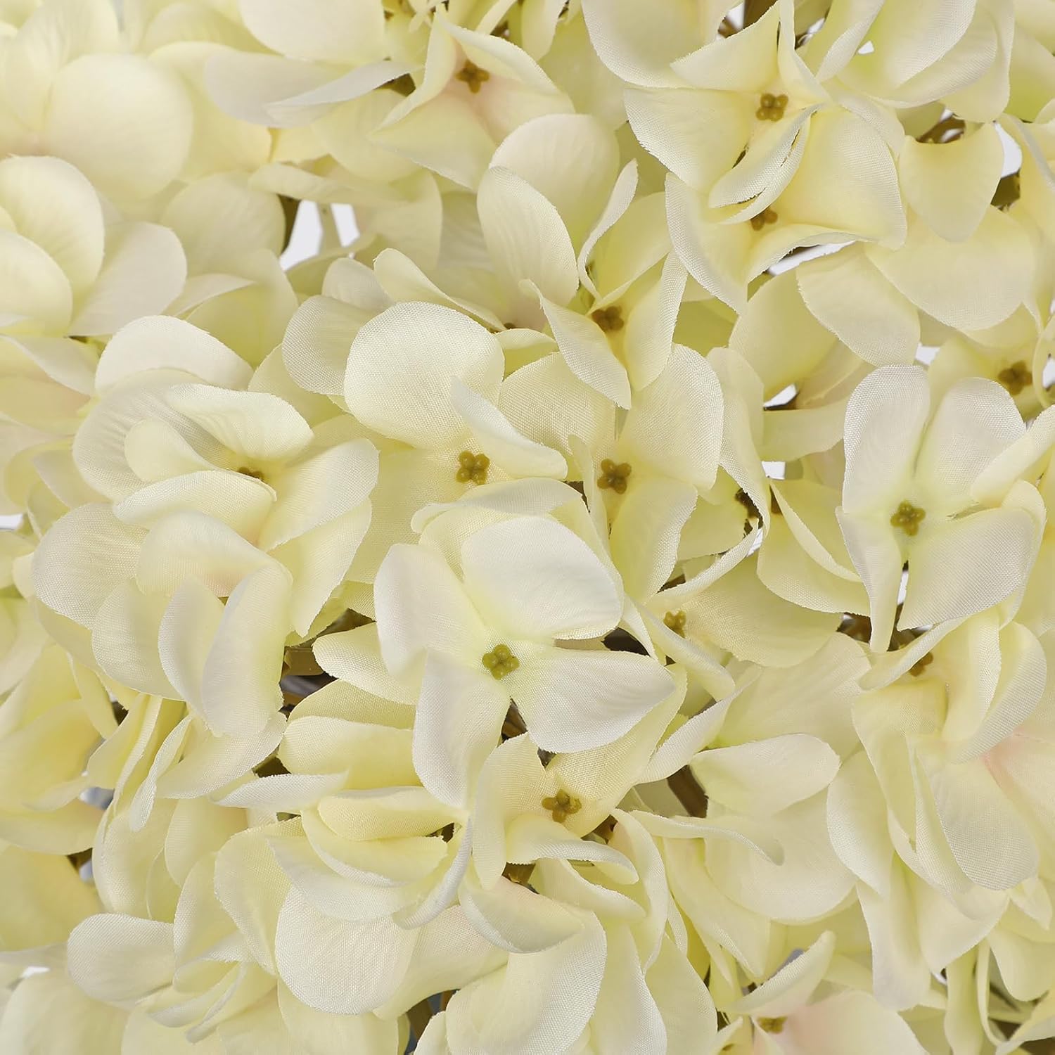 White Silk Hydrangea Artificial Flowers Heads 7.4Inch Large Fake Hydrangea 4Pcs Full Faux Flowers With Stems For Wedding Party Table Centerpieces Flower Arrangement Home Decor