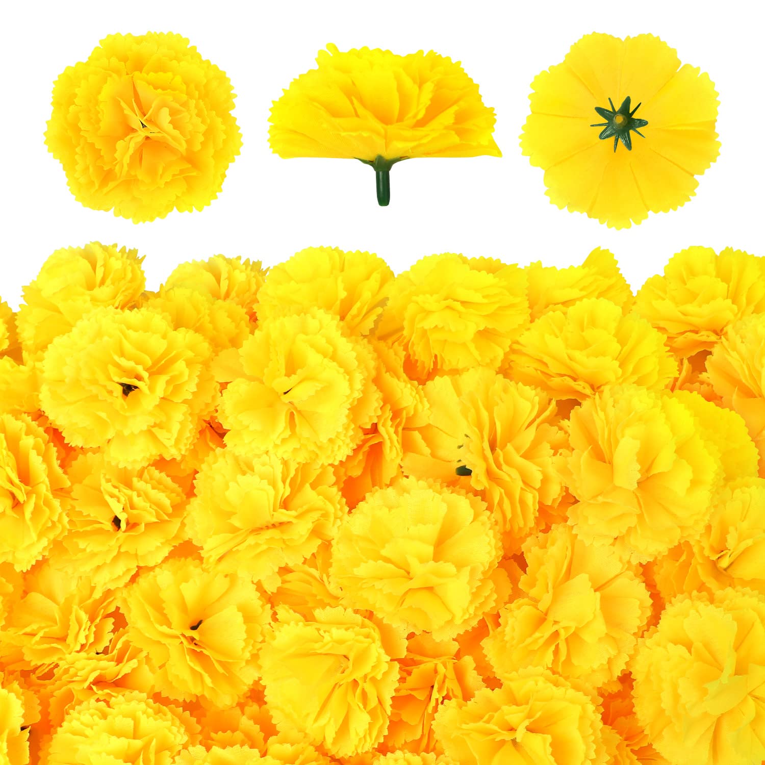 50 Pcs Marigold Flowers Silk Artificial Marigold Flowers, Mexican Flowers Decoration For Baby Shower Wedding Party Decoration Halloween Christmas New Year Decor