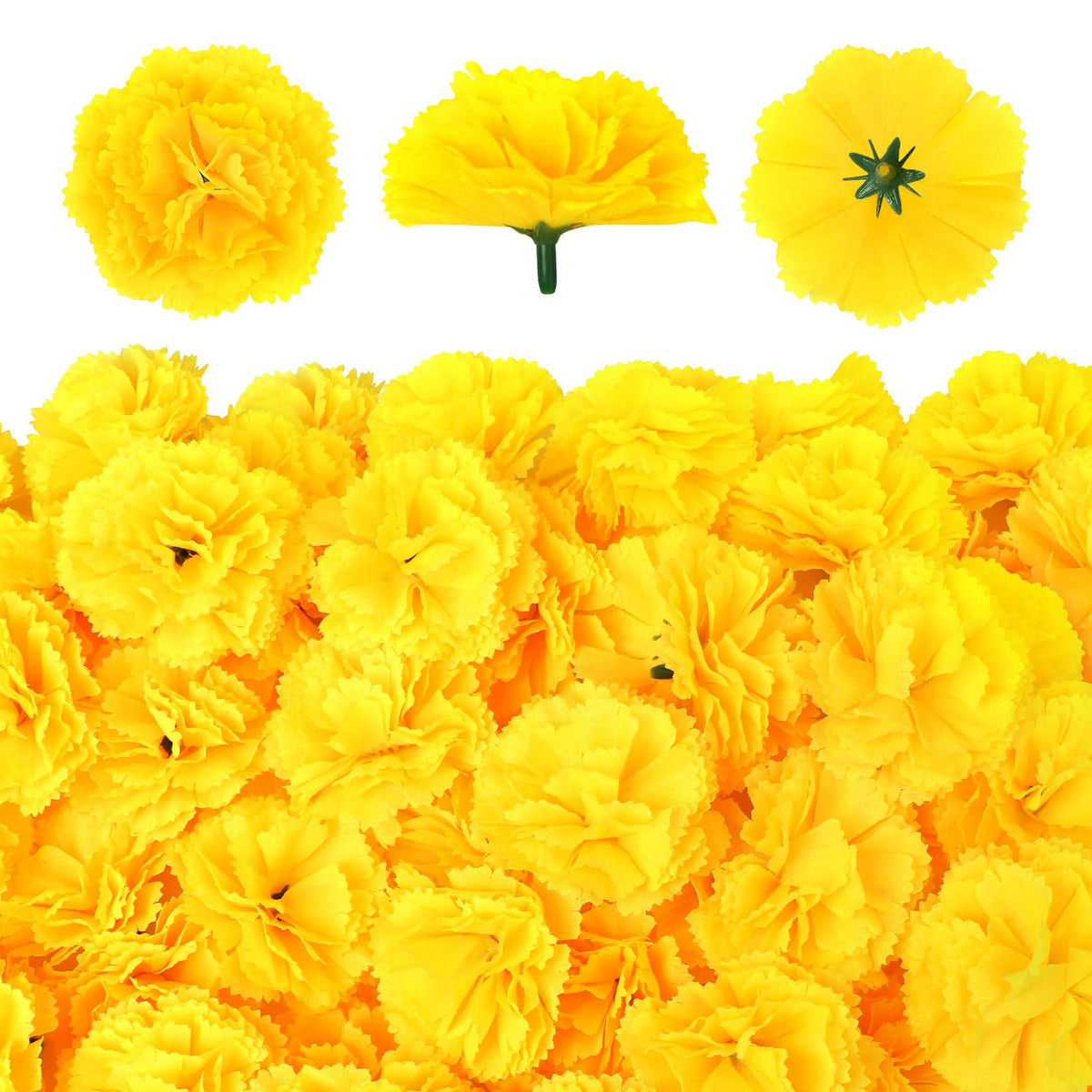 50 Pcs Marigold Flowers Silk Artificial Marigold Flowers, Mexican Flowers Decoration For Baby Shower Wedding Party Decoration Halloween Christmas New Year Decor