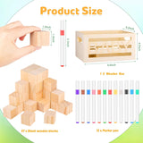 71 Pcs Baby Shower Games Blocks Include 57 Wooden Blank Blocks, 24 Marker, A Block Game Sign And A Blocks Box For Baby Shower Favors Games Prizes Boy And Girls Gender Reveal Party Game