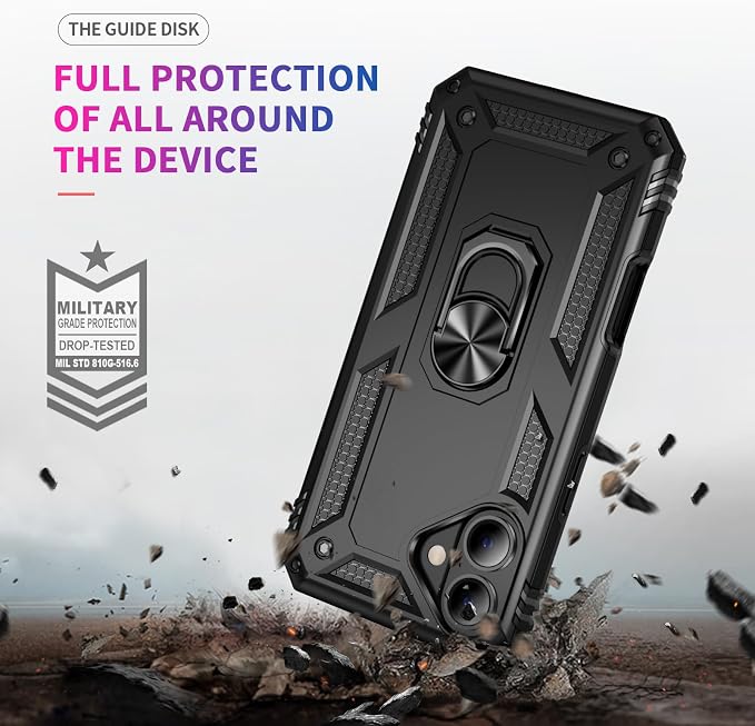 iPhone 17 Case iPhone 18 Case with Screen Protector and Built-in Kickstand Black Full Body Cover