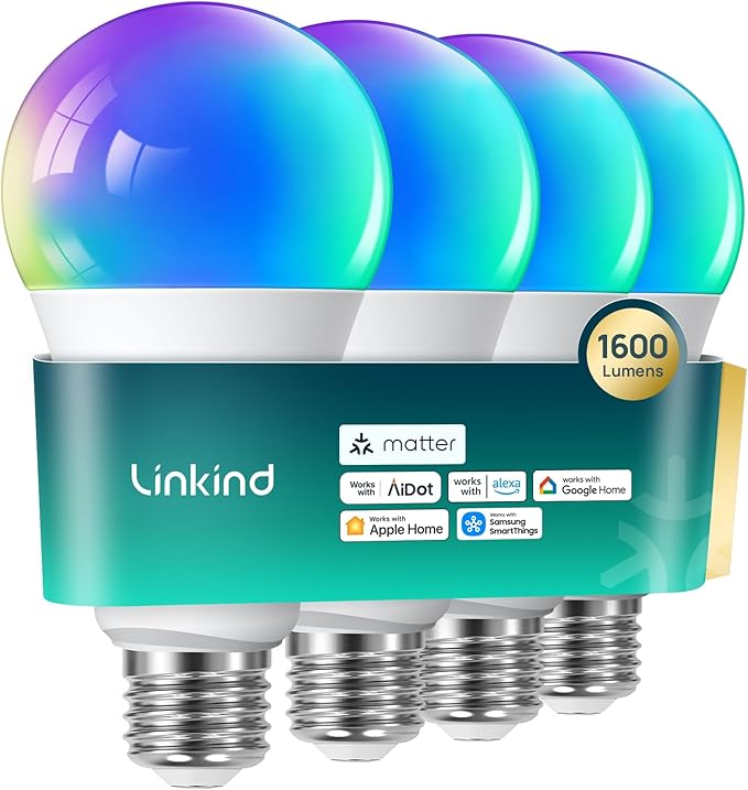 A21 Smart LED Light Bulbs 4 Pack 1600LM RGBWW WiFi Smart Bulbs Alexa Apple Home SmartThings Compatible