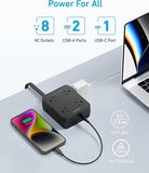 Surge Protector Power Strip with 8 Outlets 3 USB Ports 1 USB C 2000J 5FT Flat Plug Extension Cord