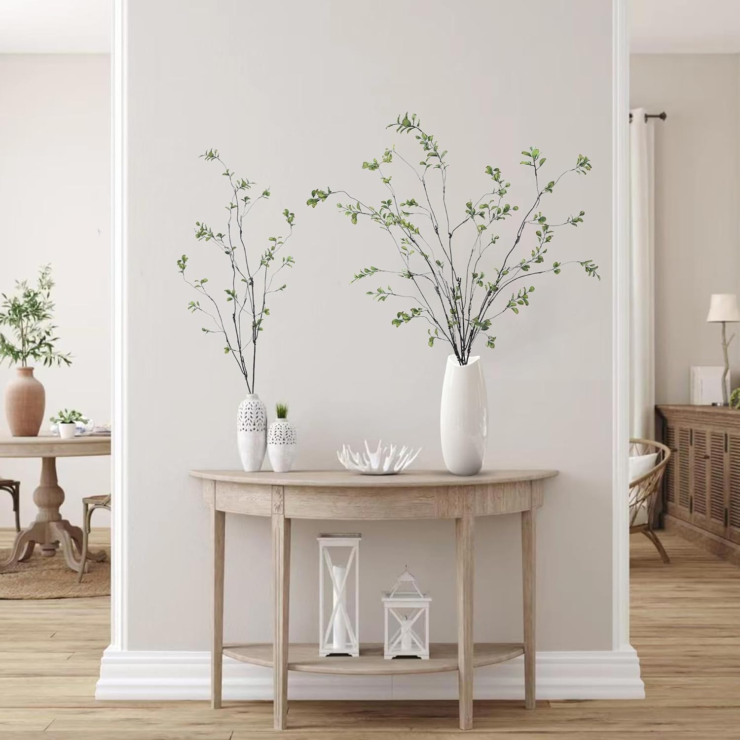 47.2’’ 4Pcs Artificial Ficus Branches Artificial Greenery Stems Faux Ficus Twig Plants Fake Leaf Spray Green Eucalyptus Branches For Vase Filler Office Home Wedding Decoration