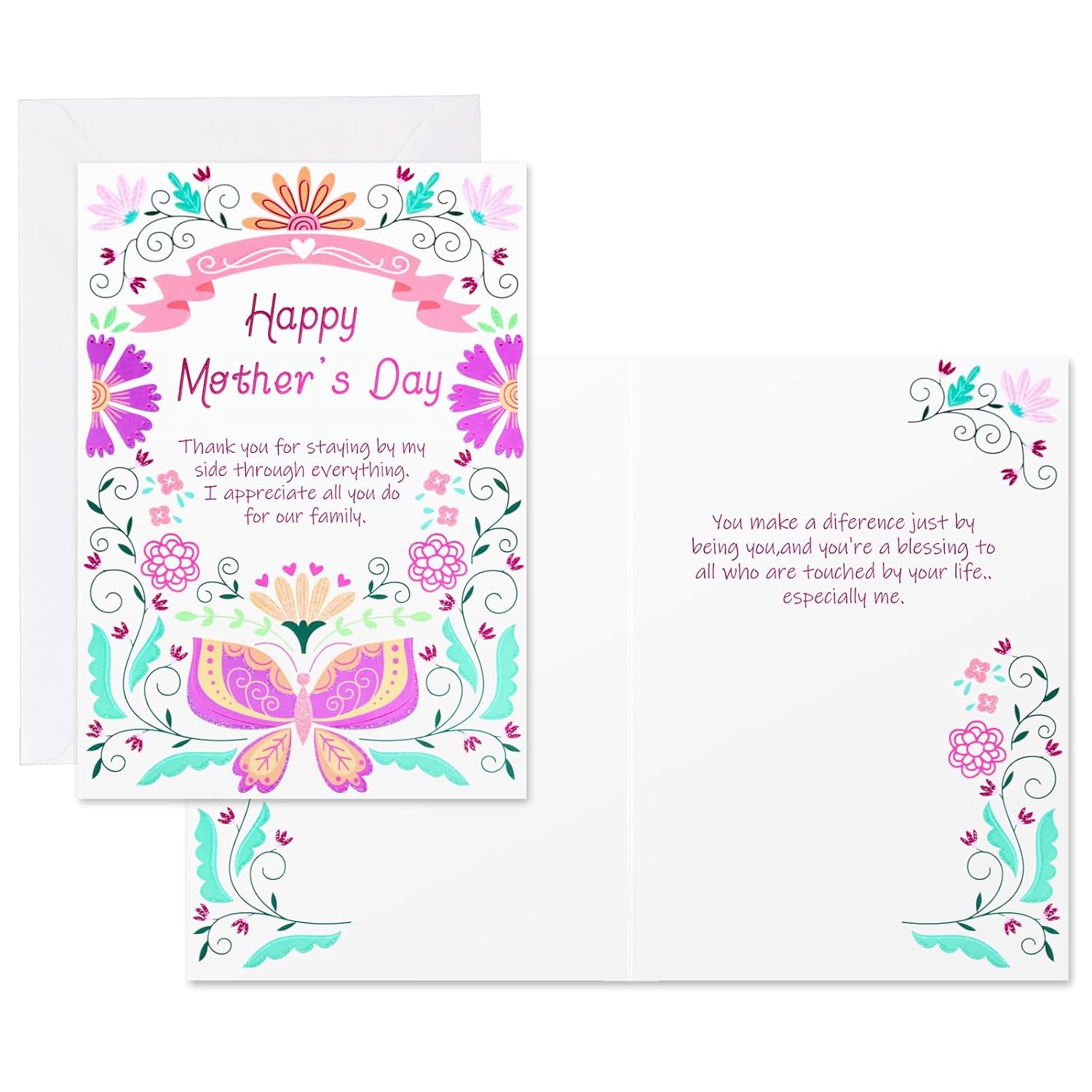 Happy Mother’S Day – Floral Mother’S Day Cards & Envelopes Greeting-Cards For Mother Grandmother Wife Women(C Style)