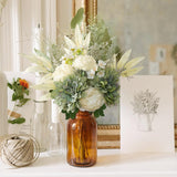 Artificial Flowers Fake Flower Plants Silk Dahlia Flowers Bouquet Plastic Floral Arrangement Rustic Faux Flower For Wedding Bouquet Home Vase Table Party Decor (Dahlia-Green)