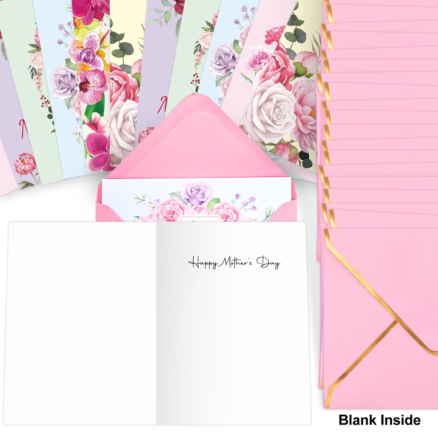 Mothers Day Cards Bulk 24 Pack Mother Floral Cards With Envelopes Flower Card Mother'S Day Gift For Mom Blank Inside