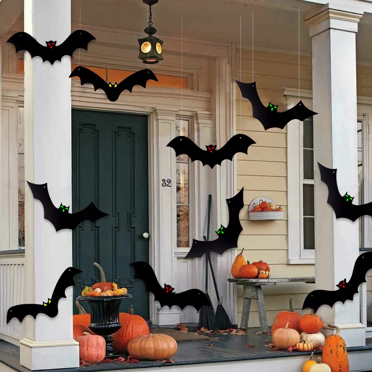 Halloween Hanging Bats for 12PCS 3D Halloween Yard Outdoor Decoration