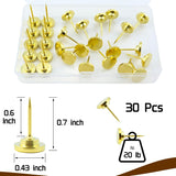 30 Pcs Metal Push Pins Gold Thumb Tacks Or For Cork Board Bulletin Board, Photos Wall Maps,Picture Hanging And Other Offices Schools Supplies Christmas Decoration