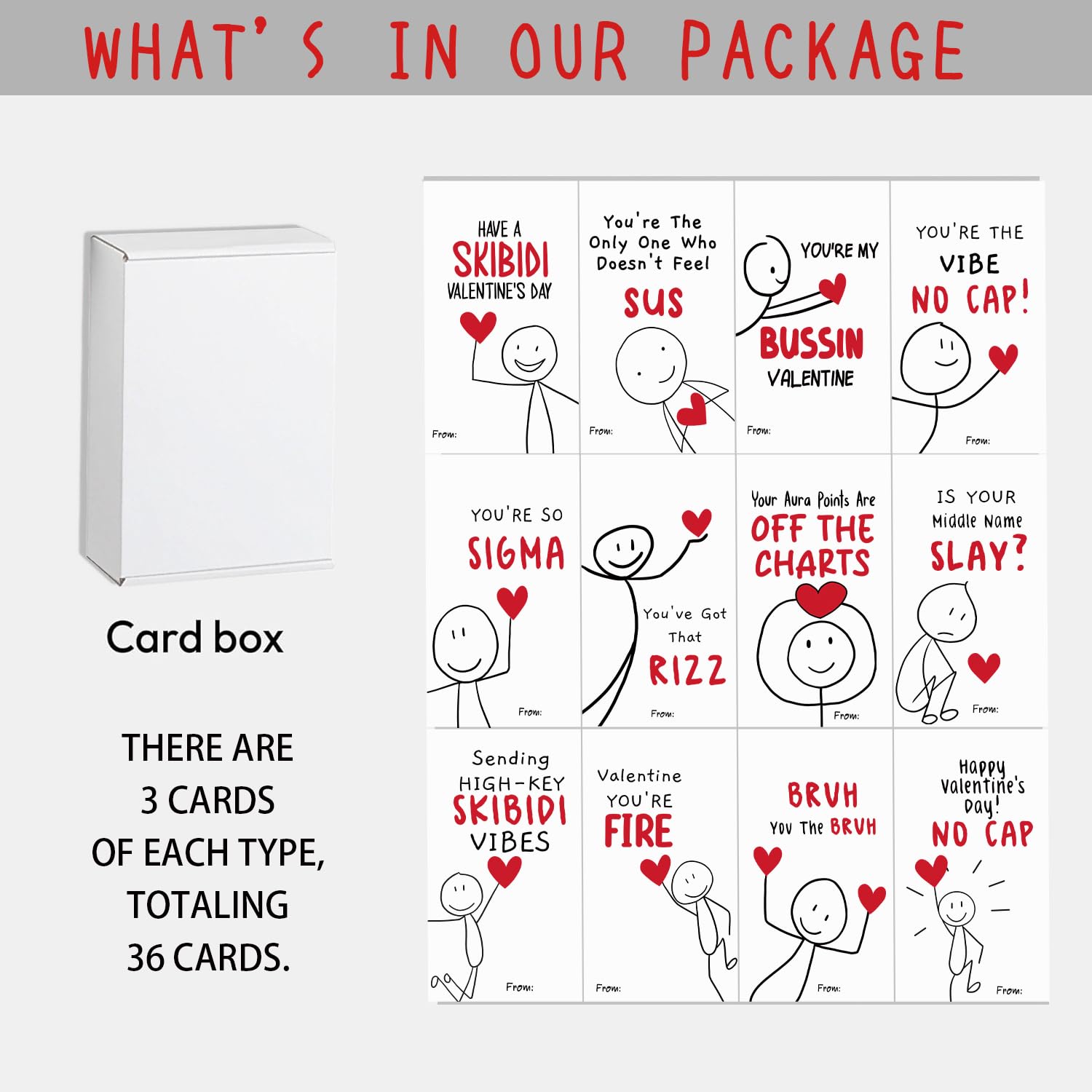 36Pcs Valentine'S Day Cards For Kids Classroom School, Gen Z Slang Exchange Tween Valentines Day Cards Gift For Teens, Tweens, Son, Daughter, Trendy Gen Alpha Design Valentines Day Gift For Classroom & School Exchange