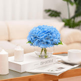 Artificial Hydrangea With Fake Water In Vase, Real Touch Faux Flowers, Silk Fake Hydrangea Flower Arrangement With Faux Water For Home Office Bathroom Wedding Table Centerpiece Decor(Blue)